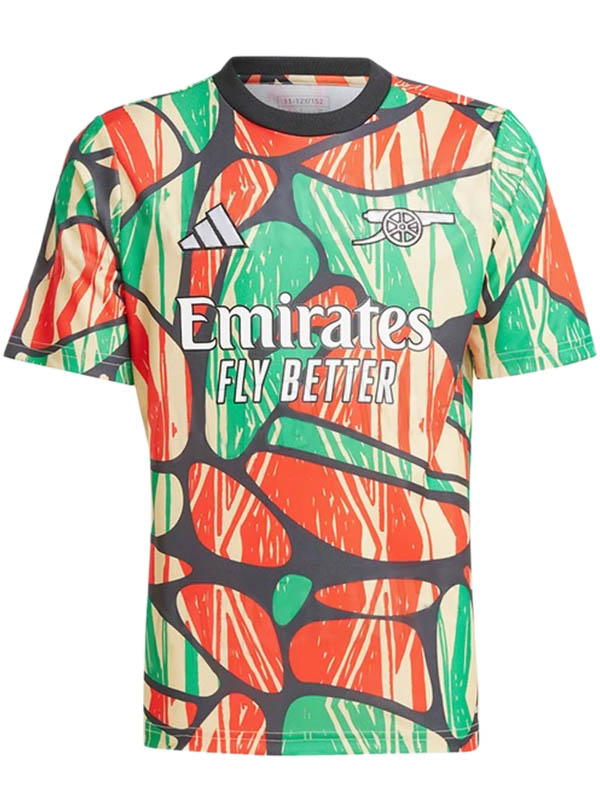 Arsenal maillot d'entraînement d'avant-match uniforme de football kit de football vert orange pour hommes hauts chemise de sport 2024-2025